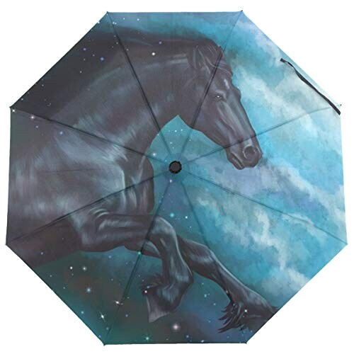 Parapluie Cheval noir automatique 28 cm