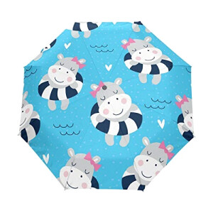 Parapluie Hippopotame noir automatique 61 cm