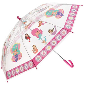 Parapluie Sirène transparent rose pastel enfant 66 cm