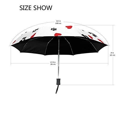 Parapluie Coeur noir automatique 61 cm variant 2 