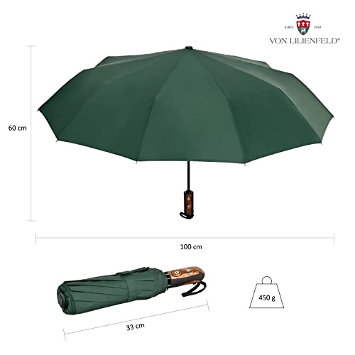 Parapluie vert foncé automatique 33 cm variant 0 