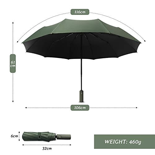 Parapluie vert automatique 116 cm variant 4 