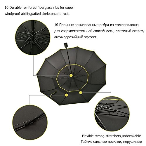 Parapluie noir le automatique 140 cm variant 2 