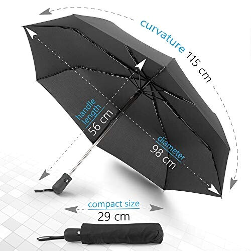 Parapluie noir automatique 29 cm variant 0 